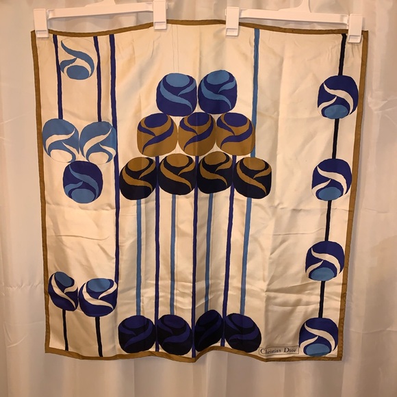 vintage CHRISTIAN DIOR abstract roses SILK SCARF - Picture 8 of 10